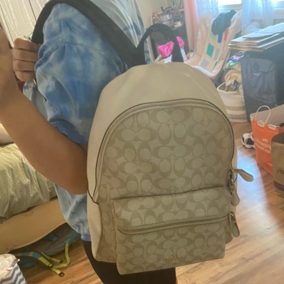 Coach Beige and White Backpack - Picture 9 of 11